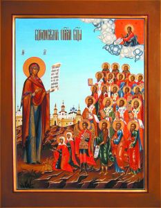 Рукописная икона Боголюбская Божия Матерь