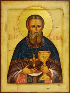 Рукописная икона Иоанн Кронштадтский №7 (Размер 30х40 см)