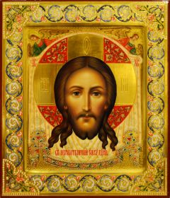 Рукописная икона Спас Нерукотворный с Ангелами №64 