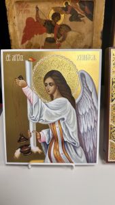 Рукописная икона Ангел Хранитель с кадилом №120 (Размер 17х21 см)