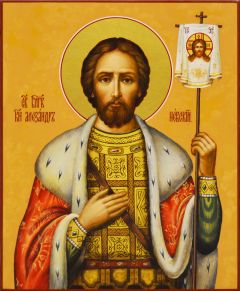 Рукописная икона Александр Невский №23 (Размер 17х21 см)