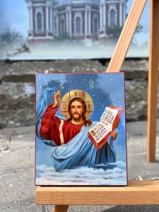 Рукописная икона Спас Вседержитель масло №149