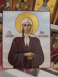 Рукописная икона Ксения Петербургская №34 (Размер 17х21 см)