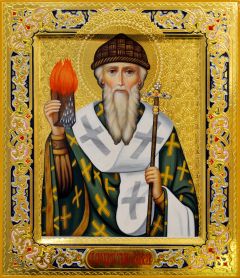 Рукописная икона Спиридон Тримифунтский 20 (Размер 27*31 см)