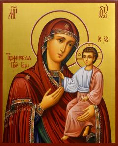 Рукописная икона Тихвинская