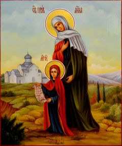 Рукописная икона Анна Праведная масло 7