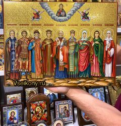 Рукописная семейная икона с резьбой 106