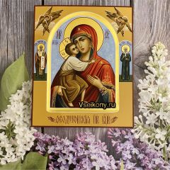 Рукописная икона Феодоровская с херувимами 9 (Размер 17*21 см)