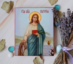 Рукописная икона Екатерина масло 5