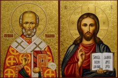 Рукописная икона Николай Чудотворец 124