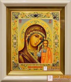 Рукописная Казанская икона с камнями 86 