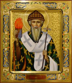 Рукописная икона Спиридон Тримифунтский 20 (Размер 27*31 см)
