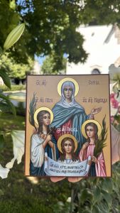 Рукописная икона Вера Надежда Любовь и Мать их София №33 (Размер 17х21 см)