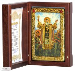 Икона ручной работы Сергий Радонежский с камнями