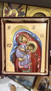 Рукописная икона Пресвятой Богородицы Защитница 