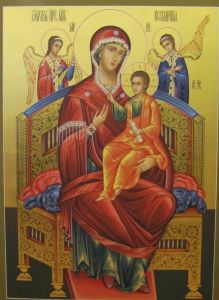 Рукописная икона Всецарица