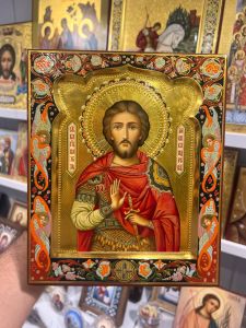 Рукописная икона Александр Невский №100 (Размер 21х25 см)