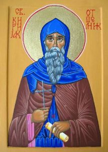 Рукописная икона Кириак Отшельник