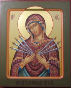 Рукописная икона Семистрельная