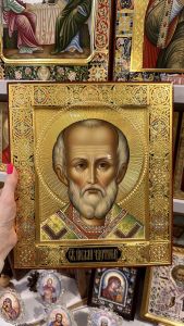 Рукописная икона Николай Чудотворец 55 