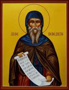 Рукописная икона Бенедикт (Венедикт) Нурсийский