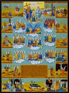 Рукописная икона 9 Ангельских Чинов