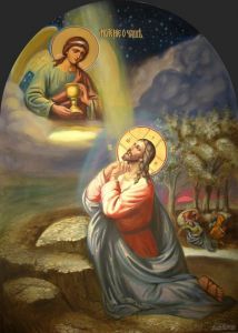Рукописная икона Моление о Чаше