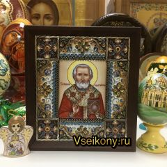 Икона из финифти Николай Чудотворец 2