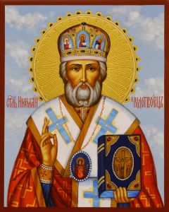 Рукописная икона Николай Чудотворец 34