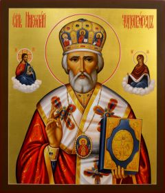 Рукописная икона Николай Чудотворец 37