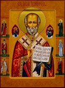Рукописная икона Николай Чудотворец 48 