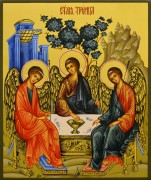 Рукописная икона Святая Троица 15 (Размер 17*21 см)