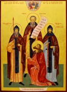 Рукописная икона Благословение Сергия Радонежского на Куликовскую битву