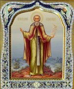 Рукописная икона Сергий Радонежский с резьбой 34 (Размер 27*31 см)