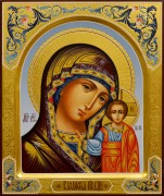 Рукописная Казанская икона с резьбой 72