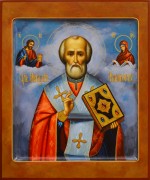 Рукописная икона Николай Чудотворец 119 (Размер 17*21 см)
