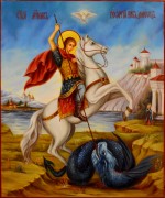 Рукописная икона Чудо Георгия о змие масло 47 
