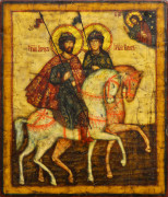 Рукописная икона Борис и Глеб, копия старинной иконы