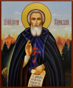 Рукописная икона Сергий Радонежский №58 (Размер 17х21 см)