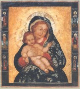 Рукописная икона Евтропьевская Божия Матерь