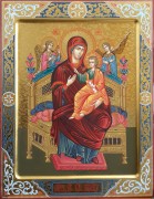 Рукописная икона Всецарица с резьбой