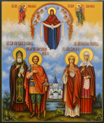Рукописная икона семейная №131 (Александр Невский, Олег Брян., Варвара, Наталия Ником.)