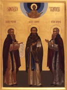 Рукописная икона Зосима, Савватий и Герман Соловецкие 2