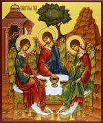 Рукописная икона Святая Троица