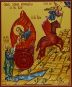 Рукописная икона Огненное Восхождение Илии Пророка №2