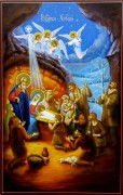 Рукописная икона Рождество Христово 5