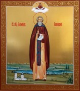 Рукописная икона Александр Свирский 2