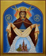 Рукописная икона Покров Пресвятой Богородицы 8