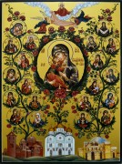Рукописная икона Древо Богородицы (21 чудотворный Образ)