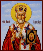 Рукописная икона Николай Чудотворец 44 